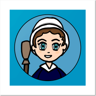 Chibi Molly Pitcher Patriot Portrait Posters and Art